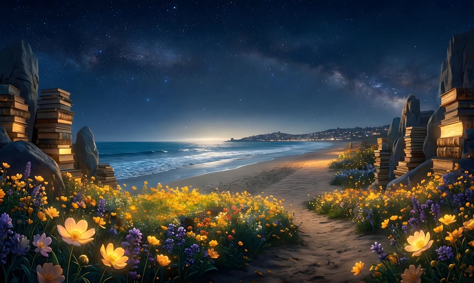 Hermosa Beach strand at night